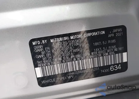 2022 Mitsubishi Outlander Es 2.5 2Wd from USA, damaged, VIN JA4J3TA88NZ015201